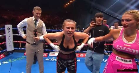 daniella hemsley really flashed|Boxer Daniella Hemsley Flashes After Defeating。